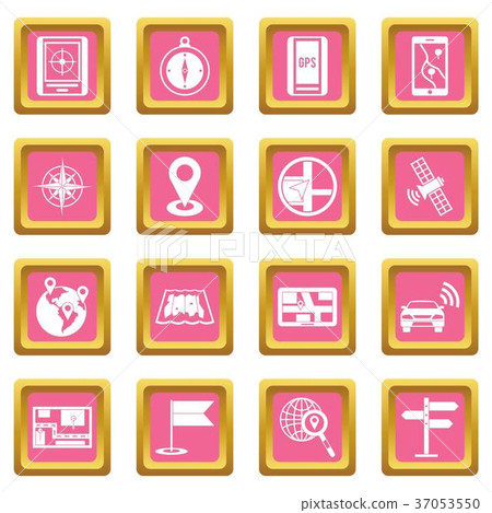 Navigation icons pink - Stock Illustration [37053550] - PIXTA