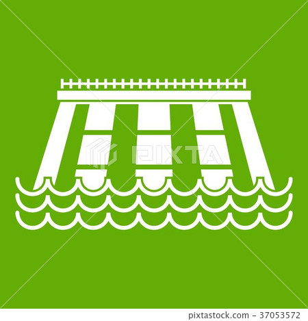 Hydroelectric power station icon green 37053572