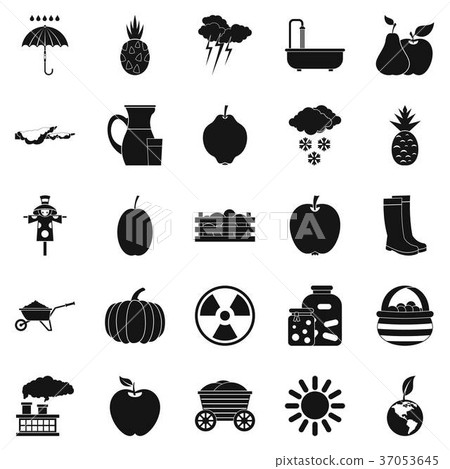 Water icons set, simple style Water icons set, simple style 37053645