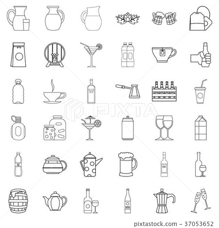 Bottle crate icons set, outline style 37053652