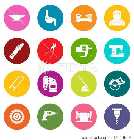 Metal working icons many colors set - Stock Illustration [37053669] - PIXTA
