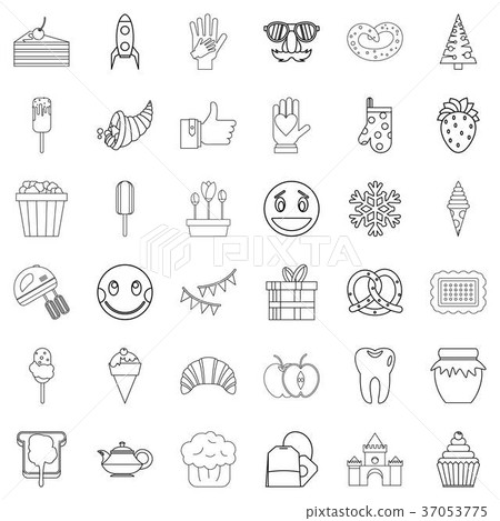 Dessert icons set, outline style 37053775
