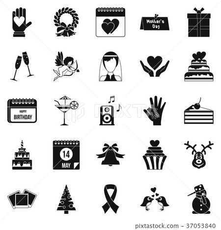Present icons set, simple style Present icons set, simple style 37053840