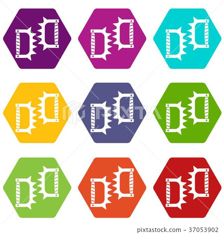Knuckles with spikes icon set color hexahedron 37053902