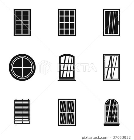 Window icon set, simple style 37053932