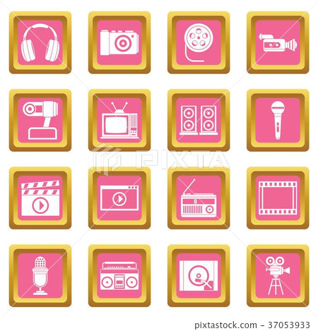 Audio and video icons pink Audio and video icons pink 37053933