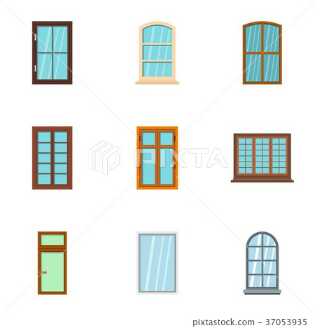 Window icon set, flat style Window icon set, flat style 37053935