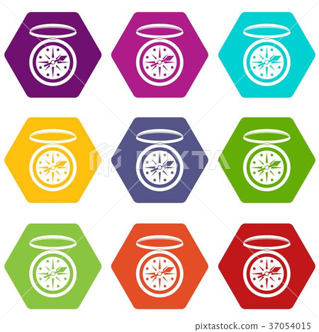 Compass icon set color hexahedron - Stock Illustration [37054015] - PIXTA