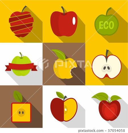 Apple label icons set, flat style - Stock Illustration [37054058] - PIXTA