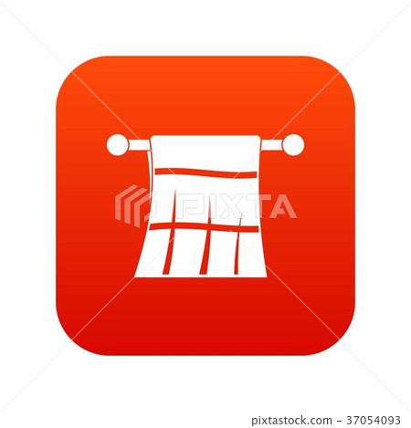 Towel on a hanger icon digital red Towel on a hanger icon digital red 37054093