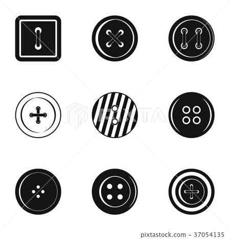 Clothes button icon set, simple style - Stock Illustration [37054135 ...