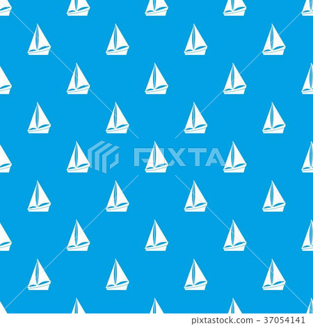 Small yacht pattern seamless blue - Stock Illustration [37054141] - PIXTA