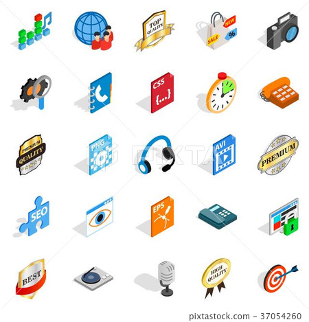 Hi-fi icons set, isometric style Hi-fi icons set, isometric style 37054260