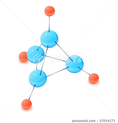 Multicolor molecule icon, isometric 3d style Multicolor molecule icon, isometric 3d style 37054273