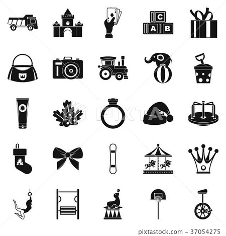 Kids time icons set, simple style 37054275