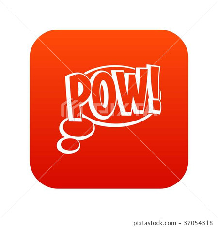 Pow, speech bubble icon digital red 37054318