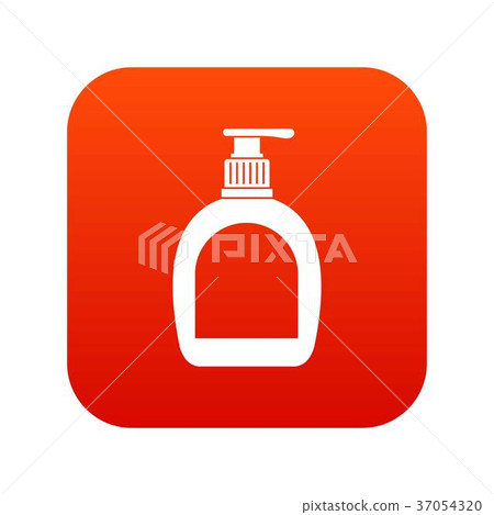 Bottle with liquid soap icon digital red 37054320