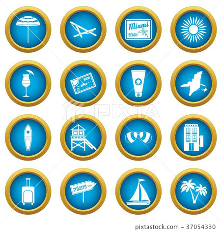 Miami icons blue circle set 37054330