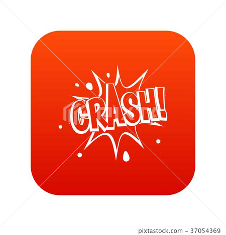 Crash explosion icon digital red 37054369