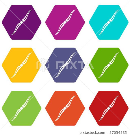 Throwing ninja knife icon set color hexahedron 37054385