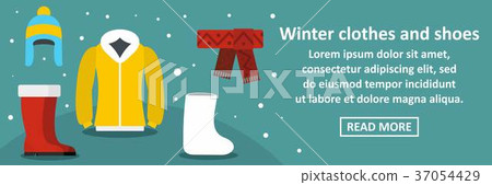 Winter clothes and shoes banner horizontal concept Winter clothes and shoes banner horizontal concept 37054429