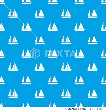 Sailing boat pattern seamless blue - Stock Illustration [37054469] - PIXTA