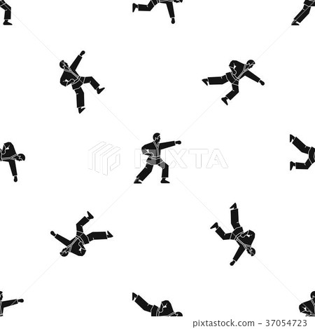 Aikido fighter pattern seamless black Aikido fighter pattern seamless black 37054723