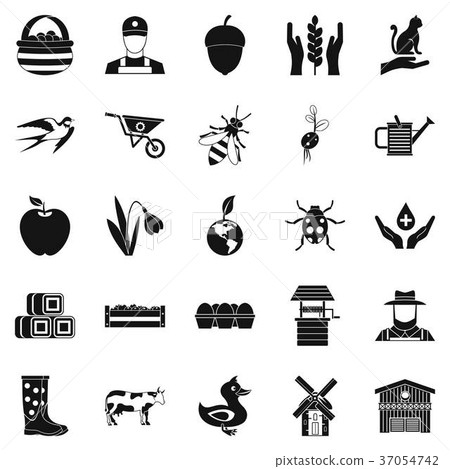 Place icons set, simple style 37054742