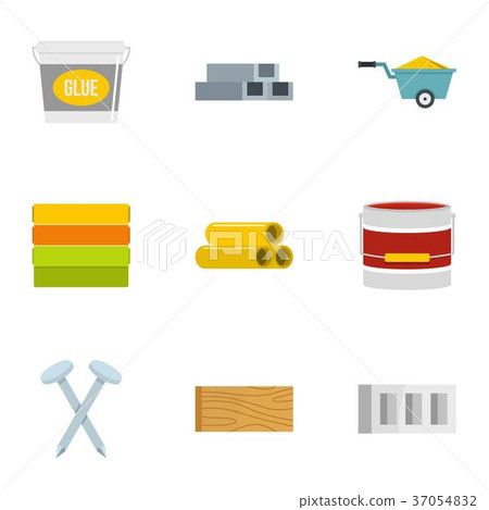Building material icon set, flat style Building material icon set, flat style 37054832