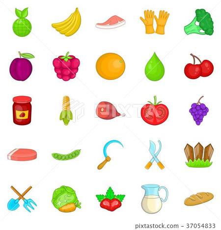 Plantation icons set, cartoon style Plantation icons set, cartoon style 37054833