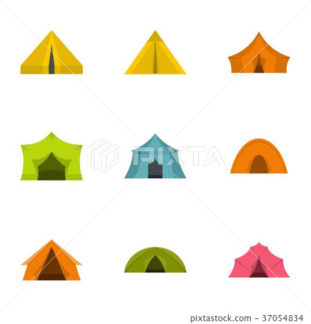 Tent form icon set, flat style 37054834