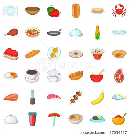 Cafe icons set, cartoon style 37054837