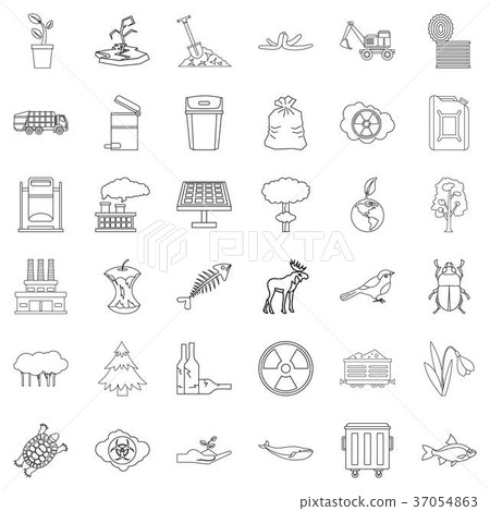 Catastrophe icons set, outline style 37054863