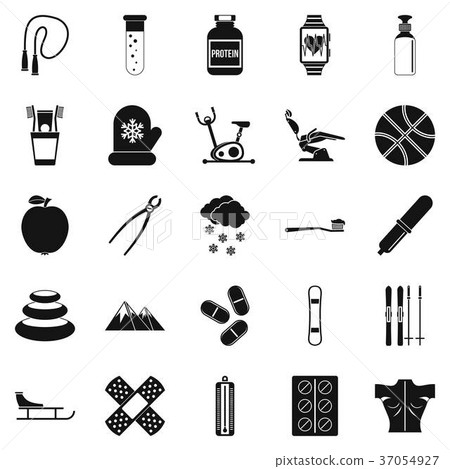 Fit body icons set, simple style 37054927