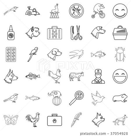 Elephant icons set, outline style Elephant icons set, outline style 37054928