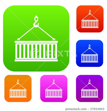 Crane hook lifts container set collection 37054943