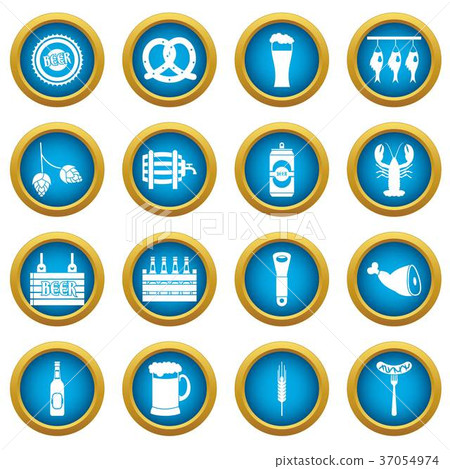 Beer icons blue circle set Beer icons blue circle set 37054974