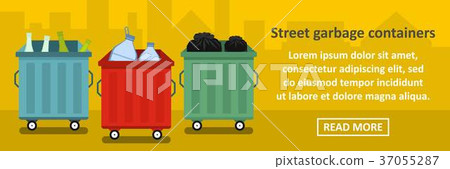 Street garbage containers banner horizontal concept Street garbage containers banner horizontal concept 37055287