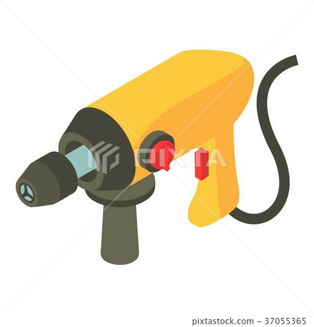 Yellow electric drill icon, isometric 3d style Yellow electric drill icon, isometric 3d style 37055365