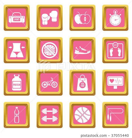 Healthy life icons pink Healthy life icons pink 37055440