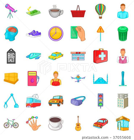 Transport icons set, cartoon style Transport icons set, cartoon style 37055608