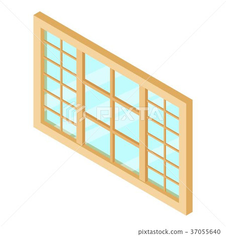 Wood window frame icon, isometric 3d style Wood window frame icon, isometric 3d style 37055640