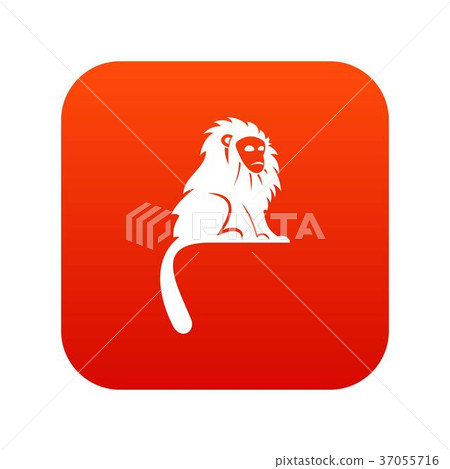 Hairy monkey icon digital red 37055716