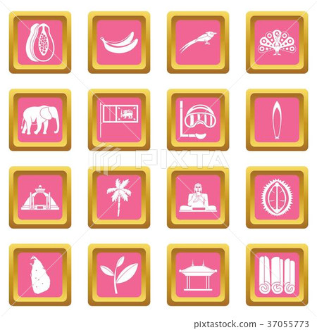 Sri Lanka travel icons pink 37055773