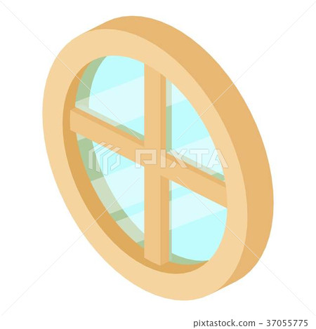 Round window frame icon, isometric 3d style Round window frame icon, isometric 3d style 37055775