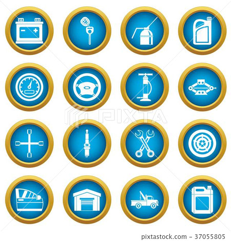 Car maintenance and repair icons blue circle set Car maintenance and repair icons blue circle set 37055805