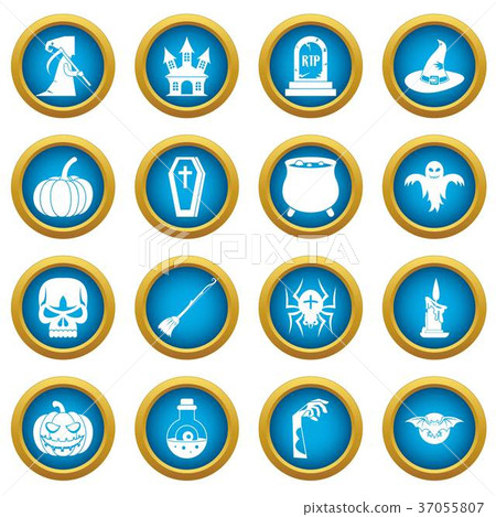 Halloween icons blue circle set Halloween icons blue circle set 37055807