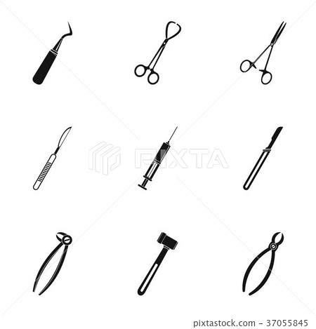 Medical surgery tools icon set, simple style 37055845