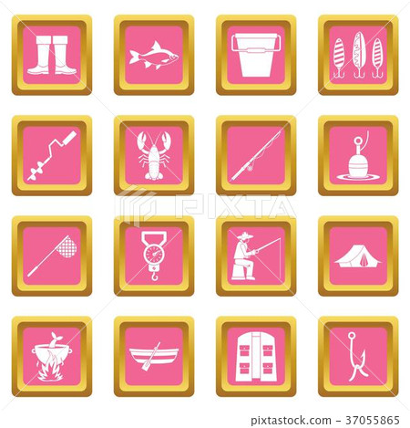 Fishing tools icons pink Fishing tools icons pink 37055865
