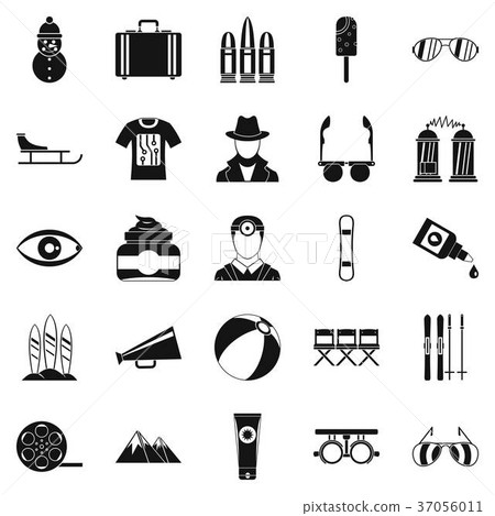 Glasses icons set, simple style Glasses icons set, simple style 37056011